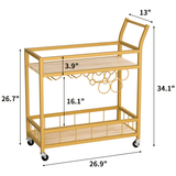 Homall Bar Cart Home Industrial Mobile Bar Cart with Wine Rack, Glass Holder and Wood Storage Shelves for Living Room, Kitchen, Party