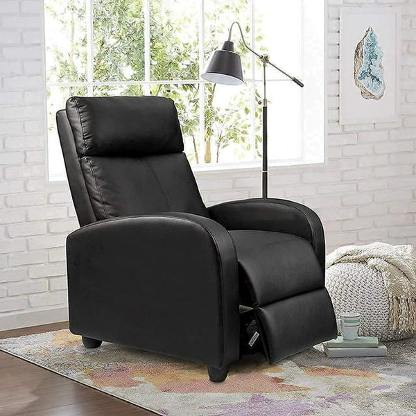 HOMALL Black PU Leather Single Sofa Recliner with Padded Seat and Backrest, Multi-Positions