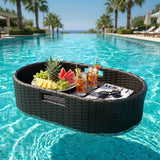 Homall 25.59×15.75×7.1in Rattan Floating Pool Tray Wicker Serving Tray for Food Drinks Floats for Spas Pool Parties