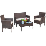 Homall 4 - Piece Outdoor Patio Conversation Furniture Sets with Cushioned Tempered Glass, Conversation Sets