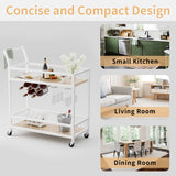 Homall Bar Cart Home Industrial Mobile Bar Cart with Wine Rack, Glass Holder and Wood Storage Shelves for Living Room, Kitchen, Party