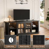 Homall TV Stand for 65 Inch TV with LED Lights & Glass Doors, Media Console with Built-in Charging Station, Entertainment Center for Living Room