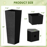 Homall 2-Pack Plastic Planter with Inside Pots, 24" Tall Planter for Indoor Outdoor Use, Rattan pattern Decorative Plastic Pot for Front Porch Containers Patio Deck