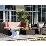 Homall 6 Pieces Patio Indoor Furniture Set Outdoor Sectional Sofa Outdoor Furniture, Beige, Sectional Sets, 2, Steel