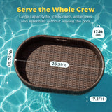 Homall 25.59×15.75×7.1in Rattan Floating Pool Tray Wicker Serving Tray for Food Drinks Floats for Spas Pool Parties