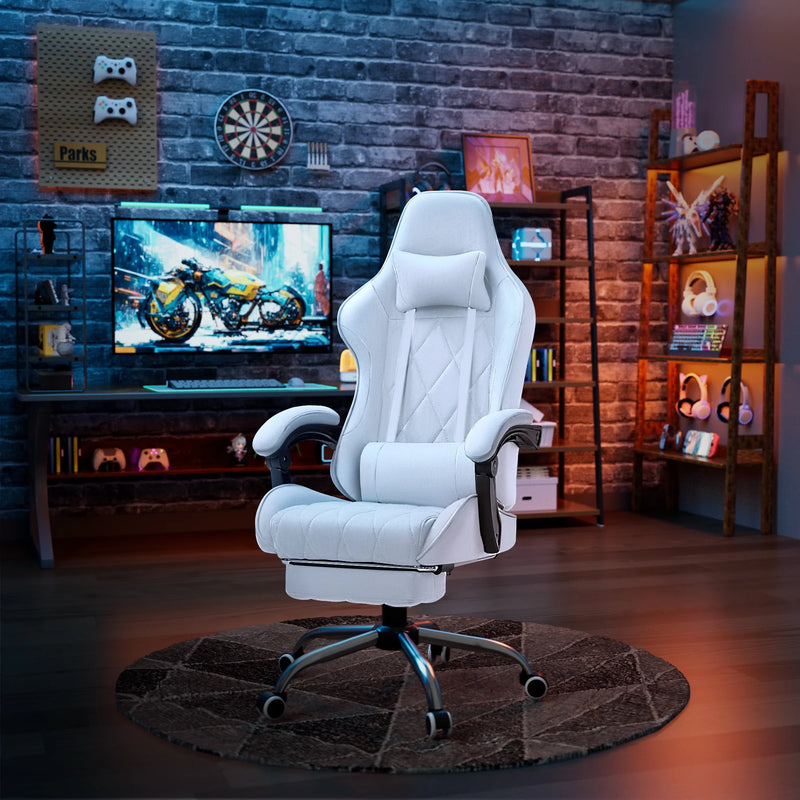 Homall Gaming Chair Fabric Computer Chair Massage Game Chair Cloth Office Chair with Headrest, Lumbar Support & Footrest