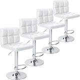 Homall White Adjustable Armless Swivel Bar Stools with PU Leather, Set of