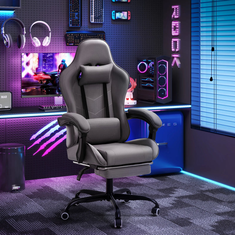 Homall Gaming Chair Breathable Fabric Game Chair Massage Computer Chair with Headrest Cloth Office Chair with Lumbar Support Ergonomic Video Gaming Chair with Footrest