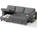Homall 80" Sleeper Sofa Couch with Pull Out Bed with Storable Armrest Shelf and USB Charge Port Modern Sectional Sofa Bed for Living Room