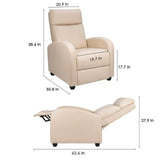 Homall Recliner Chair Padded Seat Pu Leather for Living Room Single Sofa Recliner Modern Recliner Seat Club Chair Home Theater Seating