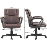 Homall Mid-Back Faux Leather Ergonomic Executive Office Desk Chair,