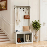 Homall Minimalist Entryway Hall Tree with Storage Bench, 2-Cube Shoe Organizer, White Accent Furniture for Entryway & Hallway