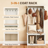Homall Minimalist Entryway Hall Tree with Storage Bench, 2-Cube Shoe Organizer, White Accent Furniture for Entryway & Hallway