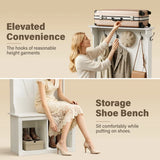 Homall Minimalist Entryway Hall Tree with Storage Bench, 2-Cube Shoe Organizer, White Accent Furniture for Entryway & Hallway