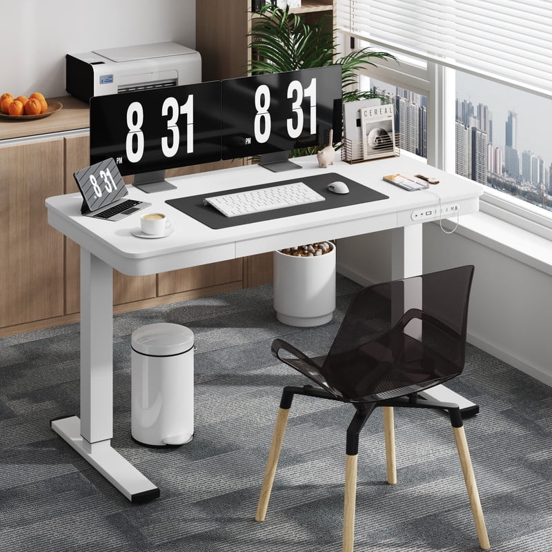 Homall 48x24"Electric Height Adjustable Standing Desk with Drawer and Charging Ports, Ergonomic Office&Home Computer Deskcc