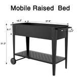 Homall Raised Garden Bed on Wheels Outdoor Metal Mobile Elevated Planter Box W/ Storage Shelf 3.2 x 1.3 x 2.6 ft