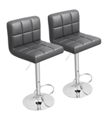 Homall Bar Stools Set of 2 Modern PU Leather Hydraulic Kitchen Counter Square Island Height Adjustable Swivel Barstool with Back