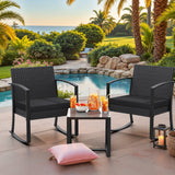 Homall 3 Pieces Patio Bistro Chairs Set, Outdoor PE Rattan Chairs with Cushions and Coffee Table Conversation Set
