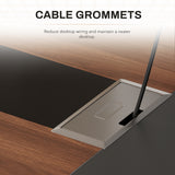 Homall 8ft Conference Table for 10, Modern Seminar Boardroom Table for Office Conference Room, Large Meeting Table with Cable Grommets, Walnut & Black