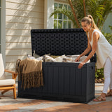 Homall 90 Gallon Outdoor Resin Deck Box, Waterproof and UV Resistant Storage Box for Garden Tools, Pool