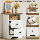 Homall NightStand Set of 2 with 2 Drawers & Open Storage Shelf, Farmhouse End Table Bedside Table for Bedroom Living Room