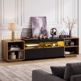 Homall 70'' TV Stand for TVs up to 75'', Entertainment Center with RGB LED Lights & Power Outlets, TV Stand with 2 Drawers, Adjustable Shelves, Modern Media Console for Living Room