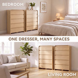 Homall 5 Drawer Tall Dresser for Bedroom, Narrow Dresser Chest of Drawers with Rounded Corners & Handleless Design, Modern Wood Storage Dresser Organizer for Small Space, Living Room