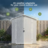 6x10ft Outdoor Plastic Storage Shed with Window-Weather-Resistant, Easy Assembly, Wood-Effect Garden Tool House,Light Gray