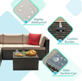LACOO 5 Pieces Patio Sectional Set PE Rattan Outdoor All-Weather Wicker Conversation Set with Table