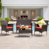 Lacoo 4 Pieces Patio Conversation Set Outdoor PE Rattan Wicker Chairs Set and Table