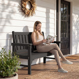 Homall Outdoor Bench, HDPE Outdoor Bench, 2-Person Patio Garden Bench, Weather-Resistant Park Bench for Outdoor, Black