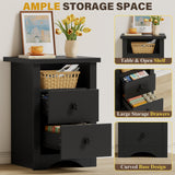 Homall NightStand Set of 2 with 2 Drawers & Open Storage Shelf, Farmhouse End Table Bedside Table for Bedroom Living Room