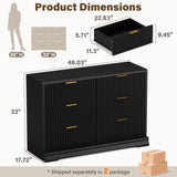 Homall Fluted 6 Drawers Dresser for Bedroom, 48" Modern Chest of Drawers with Metal Handle, Wood Closet Storage Organizer for Living Room