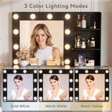 Homall Vanity Desk with Mirror, 3 Modes LED Lights and USB Power Outlet, Makeup Vanity Table with 6 Storage Shelves and 7 Drawers for Dressing Room Bedroom