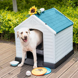 Homall Dog Kennel Plastic Dog House Indoor Outdoor for Large Dogs, 30 inch All Weather Doghouse Puppy Shelter with Air Vents, Elevated Floor Ventilate