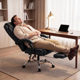 Vyrox Home Office Chair, High Back Executive Leather Desk Chair with Arms, Ergonomic Adjustable Swivel Computer Chair