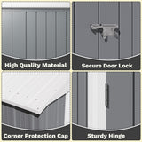 Homall 6' x 8' Mental Outdoor Storage Shed with Sloping Roof and Lockable Door, Outdoor Tool Storage Shed for Garden, Gray