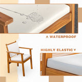 Homall 8-Piece Patio Conversation Set Acacia Wood Sofa Set Cushioned Seating Group