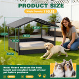 Homall Outdoor & Indoor Rattan Dog Shelter with Removable Cushion, Dog House, Dog Bed with Canopy for Small/Medium Dogs