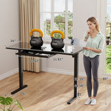 Homall 48" x 24" Wood Top Electric Standing Desk with Drawer, Height Adjustable Desk with Phone Stand & Charging Ports, Sit Stand up for Home Office,Beige