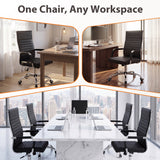Vyrox Modern Office Chair, Mid-Back Faux Leather Swivel Reception & Conference Chair， Ergonomic Swivel Chair with Arms