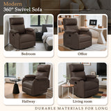 Homall 360° Massage Swivel Rocker Recliner Small Rocking PU Leather Chairs with Side Pockets for Small Spaces