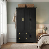 Homall 71" 3-Door Armoire Wardrobe Closet , Modern Storage Armoire with Drawers, Shelves & Hooks for Bedroom