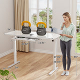 Homall 48" x 24" Wood Top Electric Standing Desk with Drawer, Height Adjustable Desk with Phone Stand & Charging Ports, Sit Stand up for Home Office,Beige