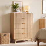Homall 6 Drawer Tall Dresser for Bedroom, Modern Fluted Dresser Chest of Drawers, Wood Storage Dresser Organizer with Anti-Tip for Bedroom, Living Room