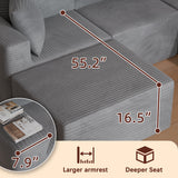 Homall V Shaped Corner Modern Sofa Sectional Cloud Couch with Deep Seat No Assembly Required Corduroy Fabric Couches for Living Room and Apartment