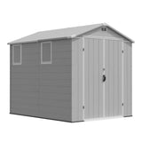 6x8ft Outdoor Plastic Storage Shed with Window,Weather-Resistant, Easy Assembly, Wood-Effect Outdoor Shed for Garden & Tool Storage ,Light Gray