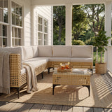 Homall 7 Pieces Patio Furniture Conversation Set Outdoor Wicker Premium PE Rattan Sofa with Tempered Glass Coffee Table All-Weather for Garden Poolside Porch,Beige