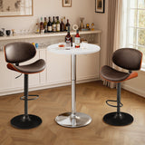 Homall 2 Pieces Bar Table Height Adjustable Bistro Pub Table Cocktail Round Table with Metal Base, White/Sliver