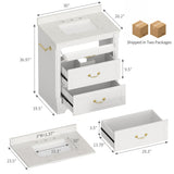 Homall 30" Bathroom Vanity with Countertop Ceramic Sink, 3 Drawers & Side Toilet Paper Holder